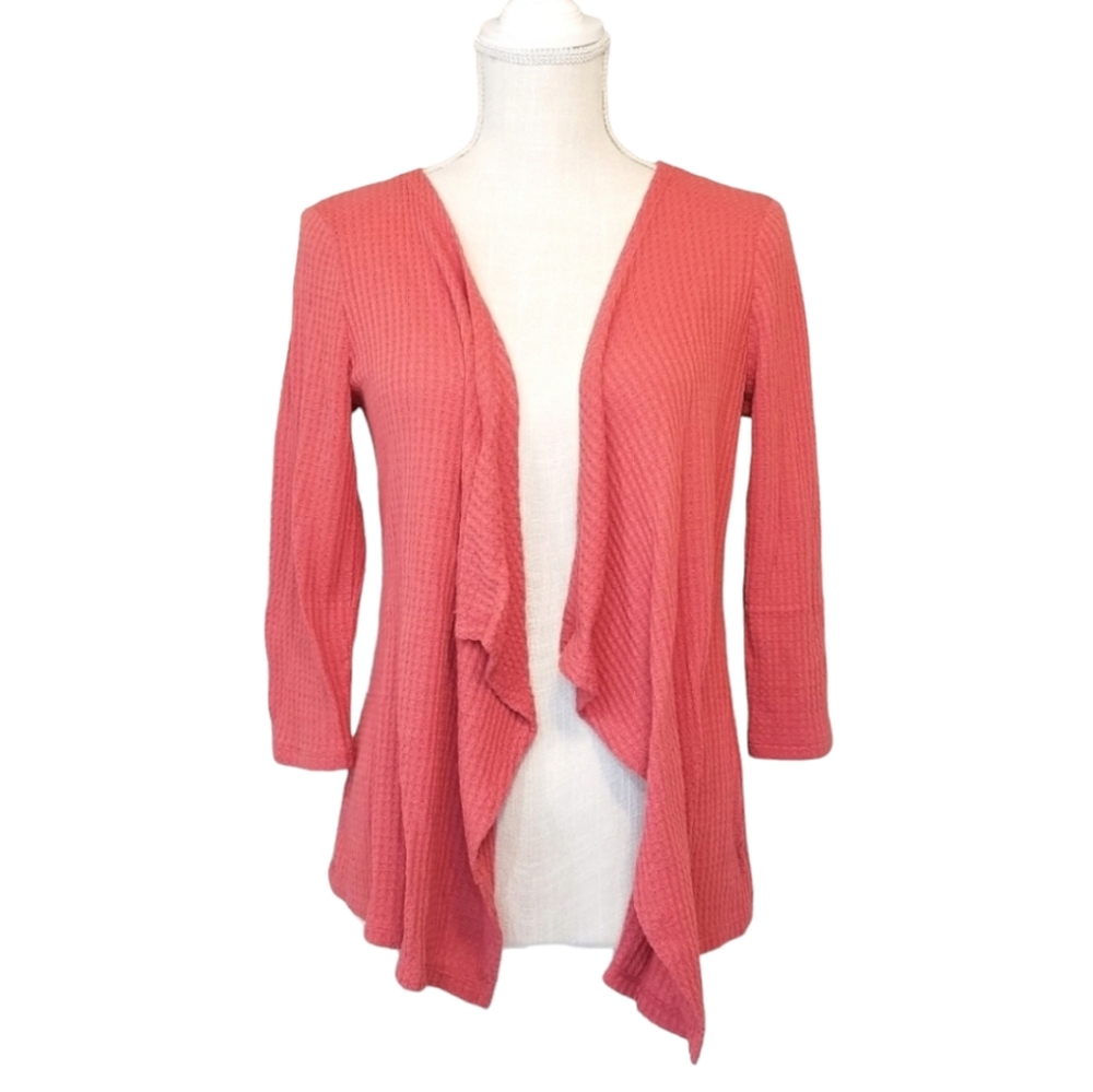 Maurices | Ladies Small | Coral Open Front Draped Cardigan Sweater